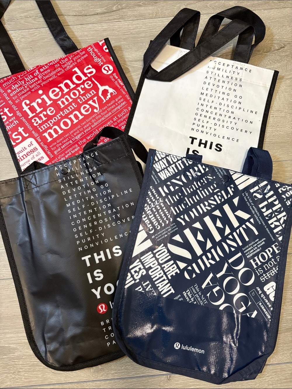 lululemon athletica Reusable Graphic Tote Bags — Red, Black, White, Navy